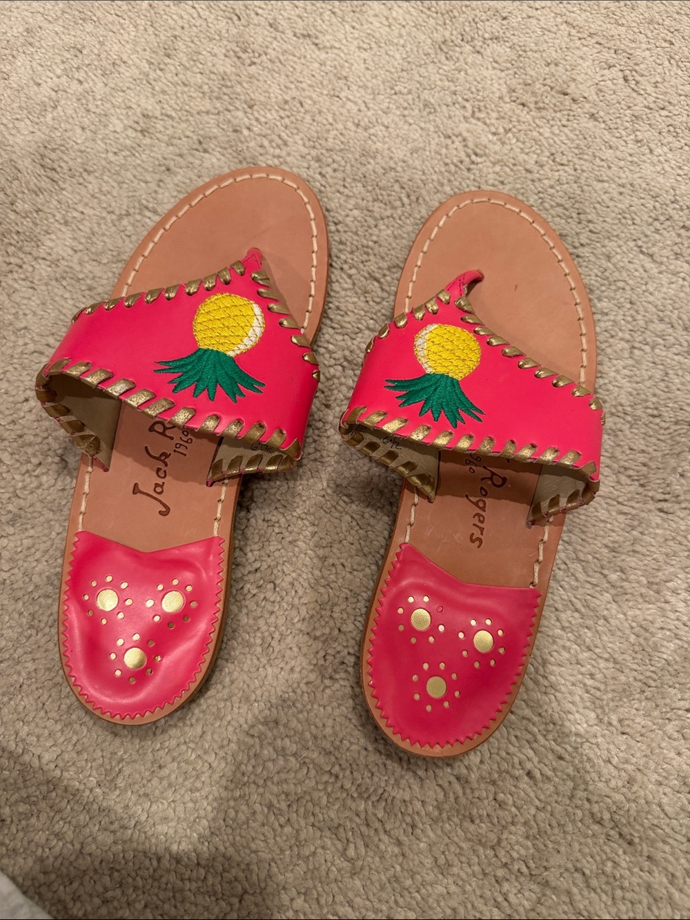 Jack Rogers Hot Pink Pineapple Slide Sandals